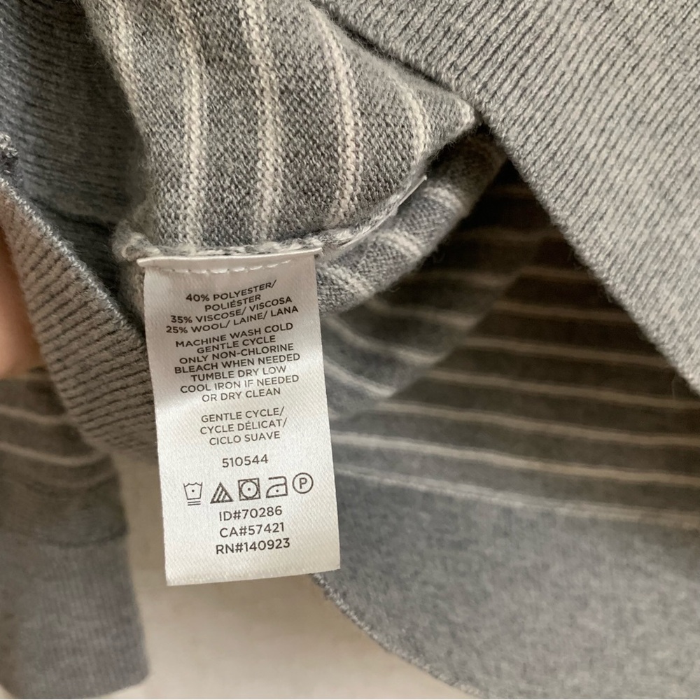 LOFT Wool Blend Gray and White Breton Stripe Longsleeve Sweater XS - Picture 5 of 5